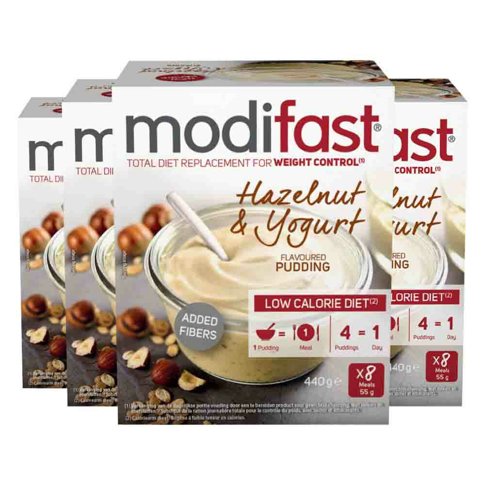4x Modifast Intensive Pudding Yoghurt Hazelnoot8 x 55 gr