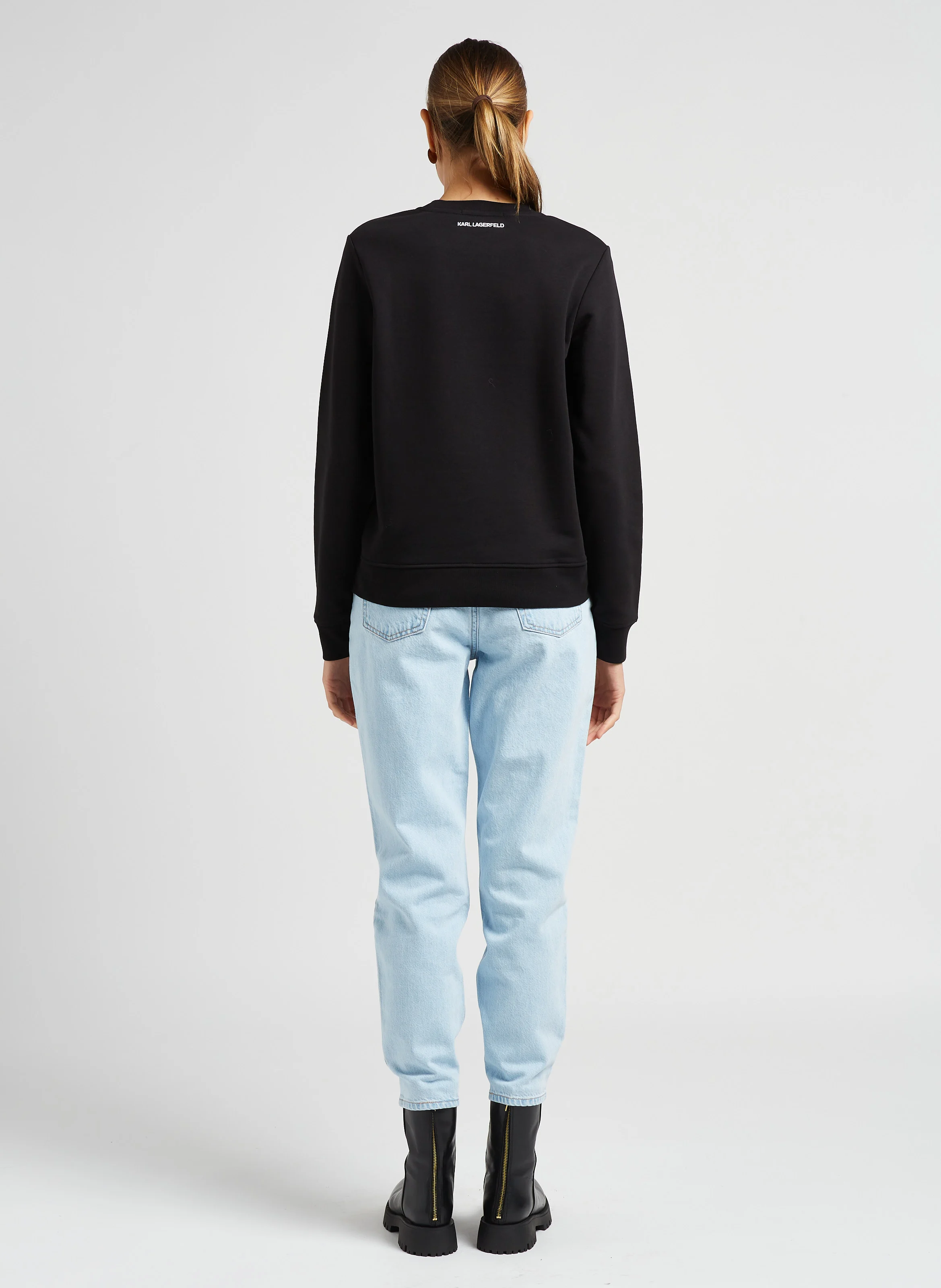 IKONIK 2.0 - Sweat col rond brodé en coton bio mélangé | Noir