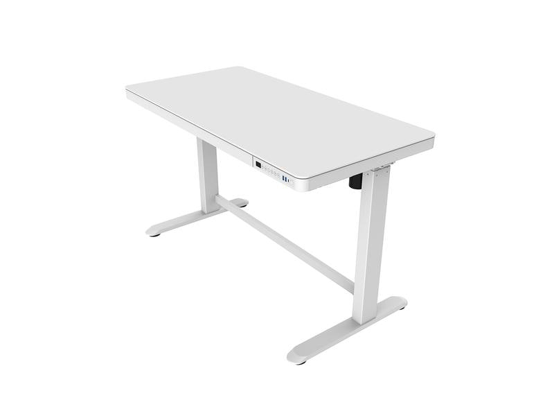 Contini ET118, 120 x 60 cm, mit Tischplatte Glas, Weiss Bürotisch mit Tischplatte aus Glas