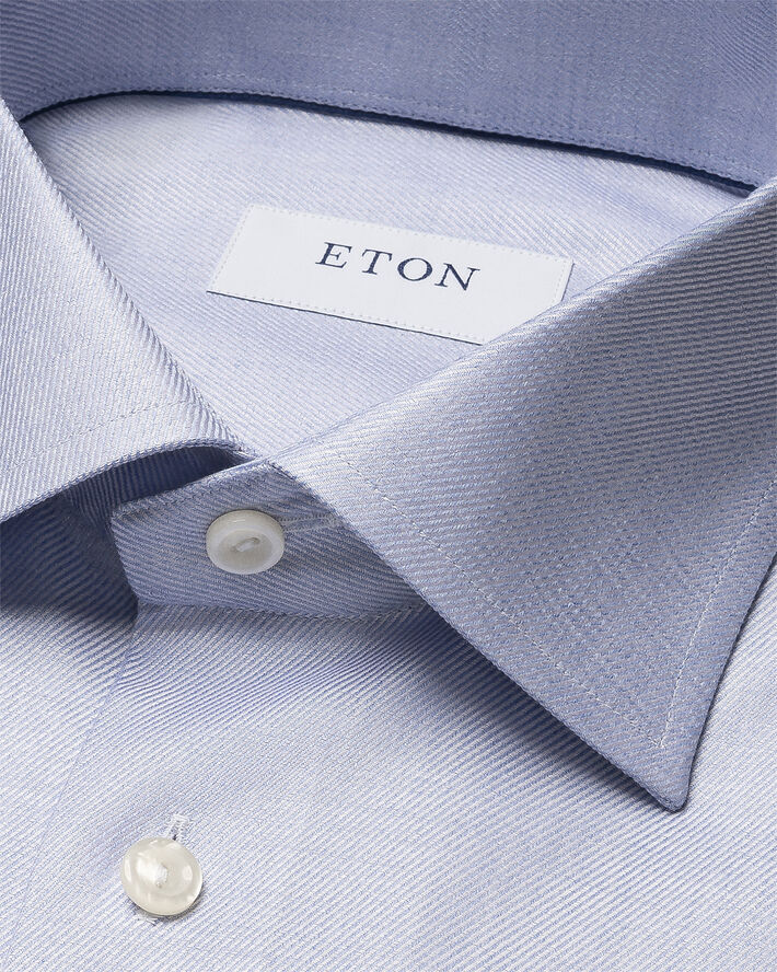 ETON Contemporary Fit Dark Blue Mélange Solid Cotton Tencel Lyocell Shirt Blå