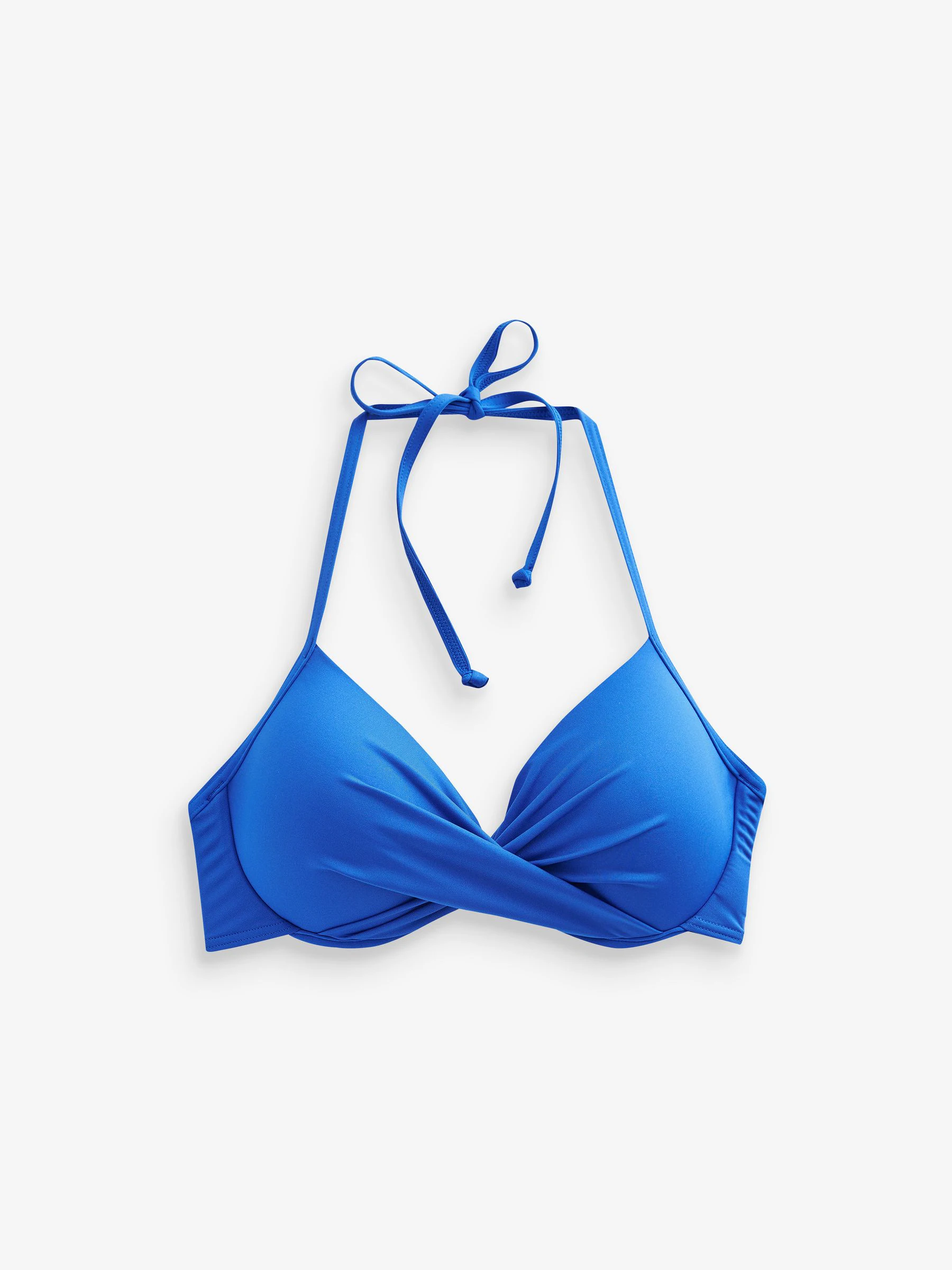 Kobaltblauw - Bikinibeugeltop met vulling en lage decolleté