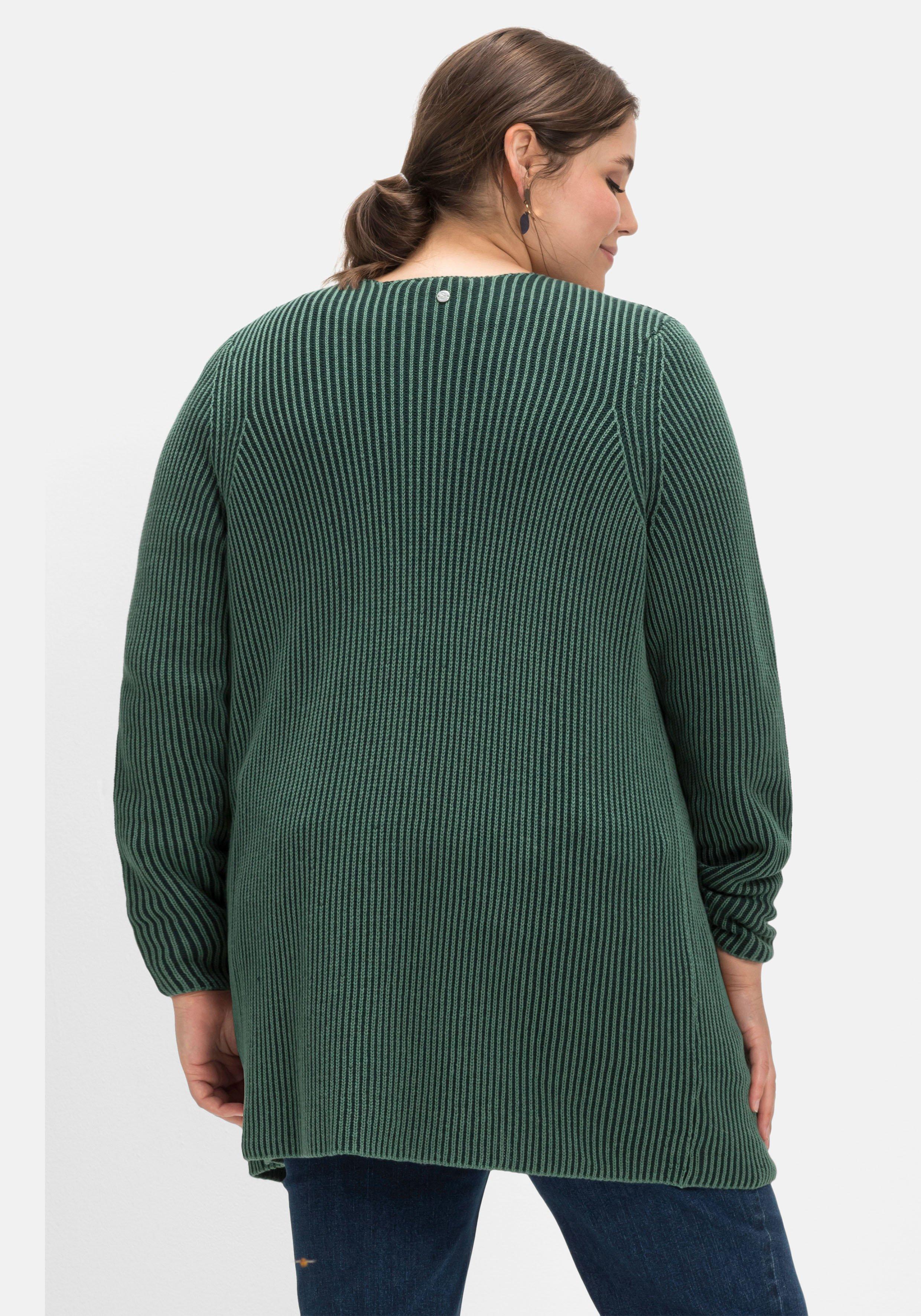 Strickjacke in zweifarbiger Rippstruktur
