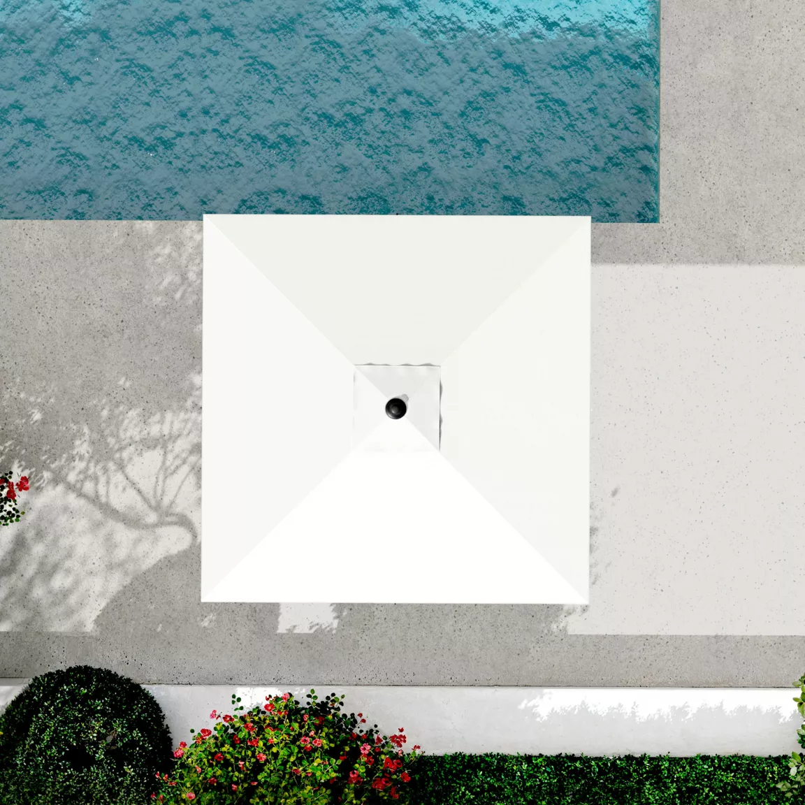 Parasol carré aluminium (2,5 x 2,5 m) Yucatan Gris et blanc