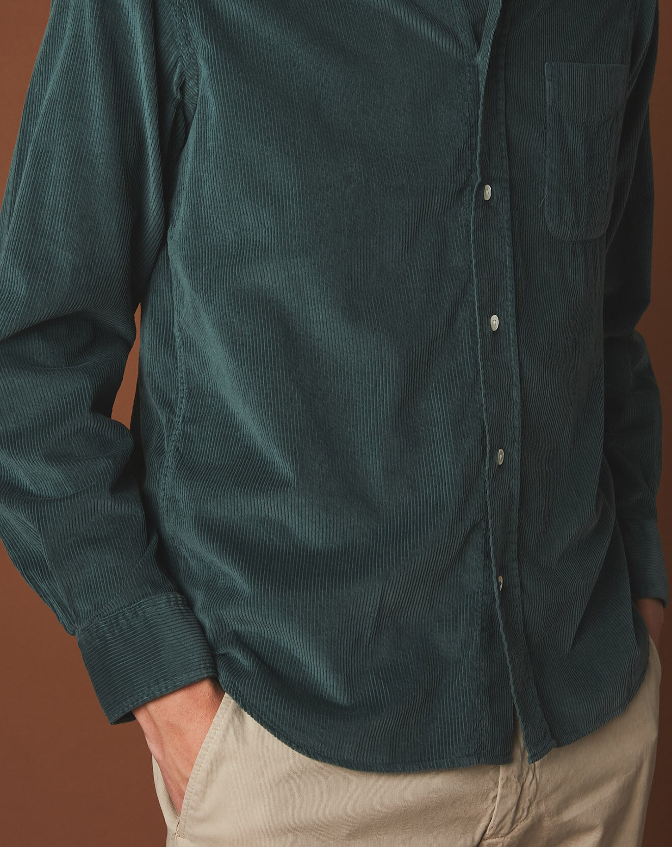 Hartford Chemise en Velours côtelé regular Pitt Pat thymes