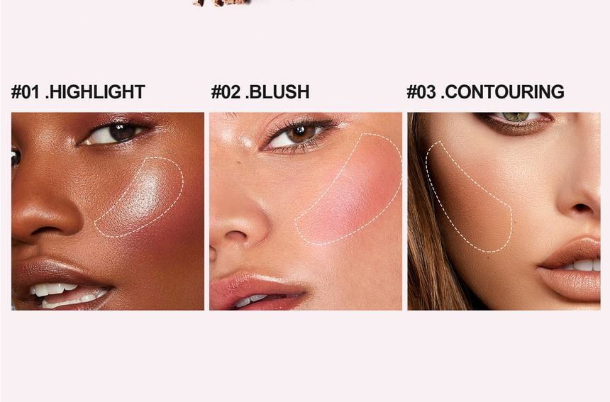 HANDAIYAN - 3-in-1 highlight blush contourpalette - 3 soorten