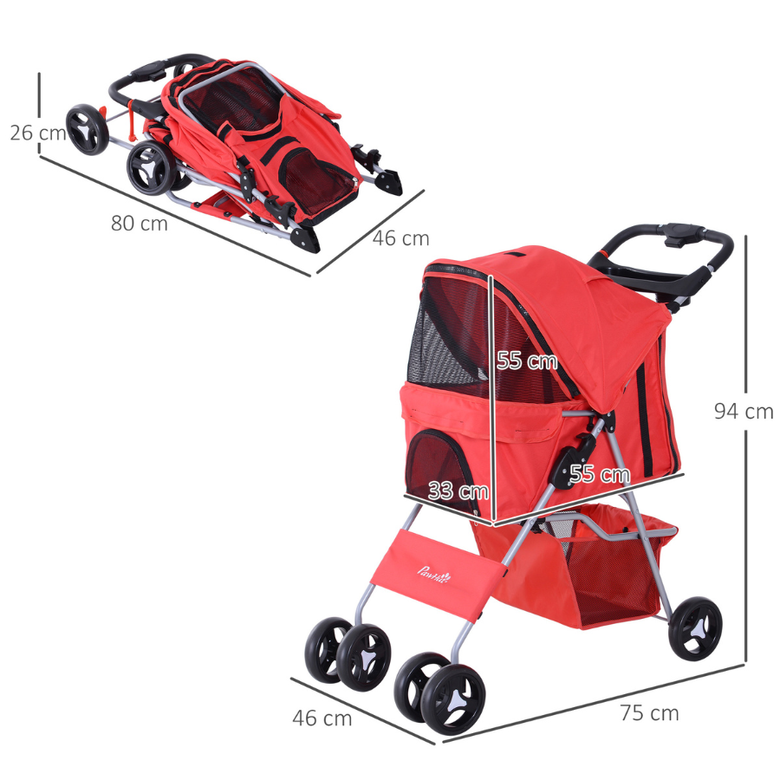 Carrinho de passeio dobrável para cães Pawhut