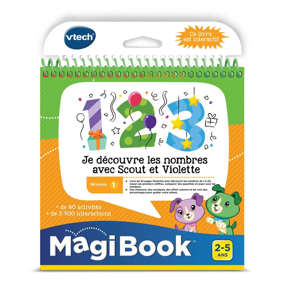 LIVRE MAGIBOOK - JE DECOUVRE LES NOMBRES AVEC SCOUT ET VIOLETTE