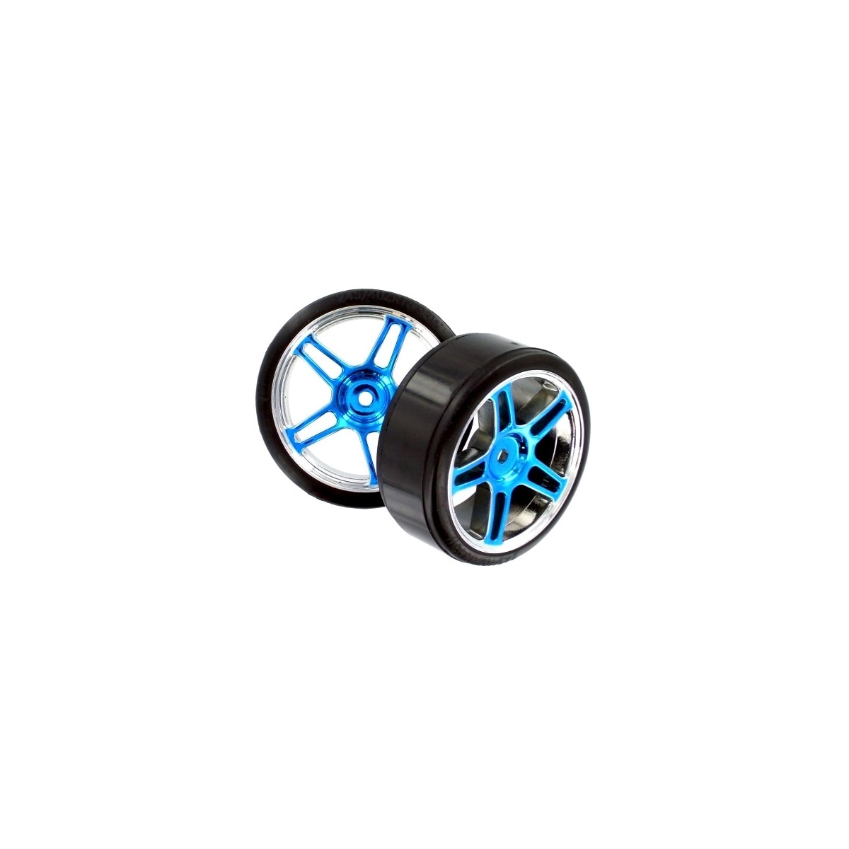 HSP Drift Tyres w. Chrome Wheels - Blue 2pcs