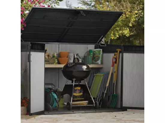 Abri de jardin en résine BROSSIUM - 2100L - Gris / Grande Store 2020 L - Design rustique et durable