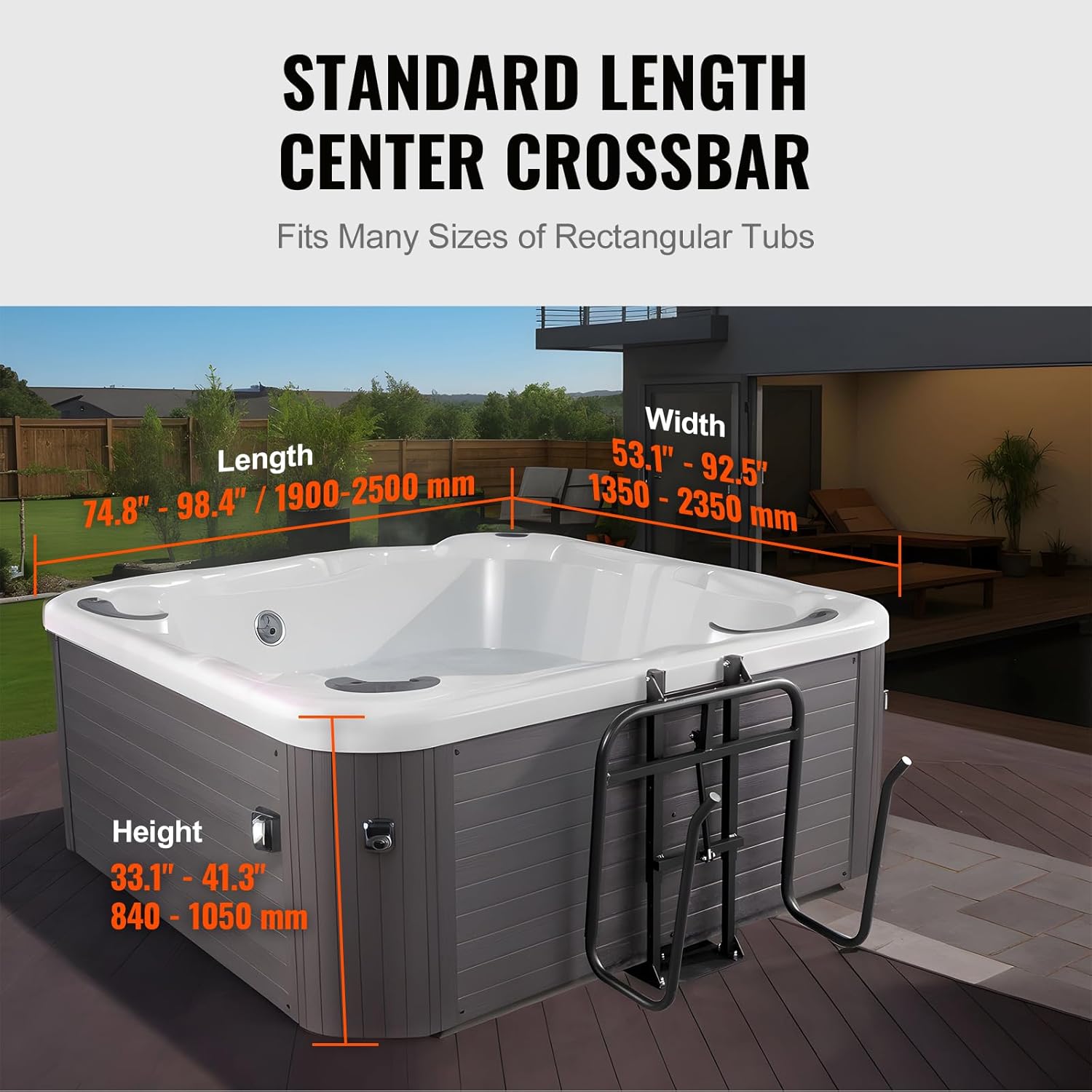 VEVOR Whirlpool-Abdeckungslift, Spa-Abdeckungslift, Hydraulisch, 84-105 cm (H),135-235 cm (B), Verstellbar, an Einer Seite Unten Installiert, für Verschiedene Größen von Whirlpools