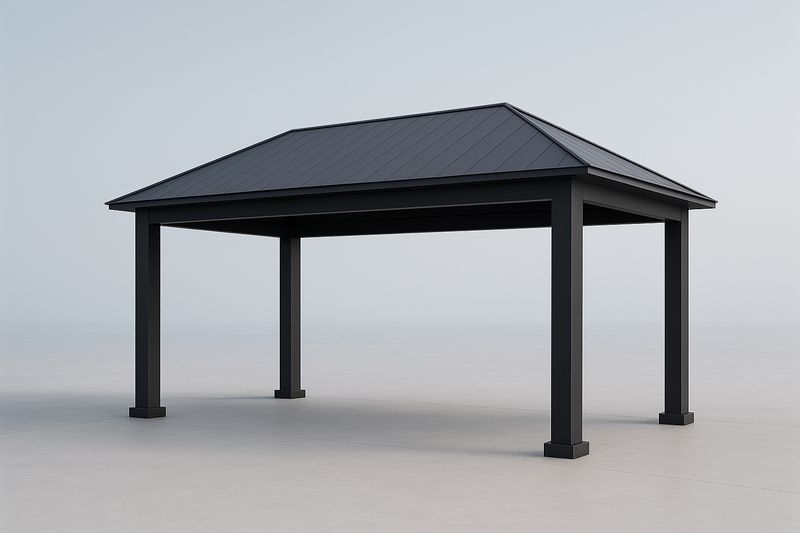 Rechteckiger Gartenpavillon 4x3 m Aluminium Holz Anthrazit