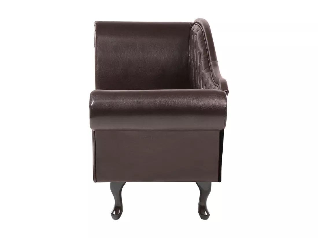 Chaise longue Chesterfield en cuir PU marron LATTES