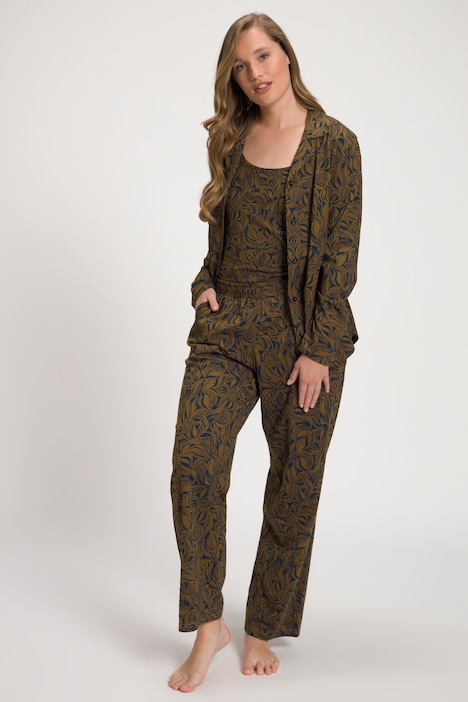 Pyjamajacke, Blätter, Reverskragen, Biobaumwolle