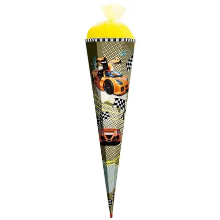Roth Schultüte 85 cm Silber- Goldfolien & UV-Lack Racing
