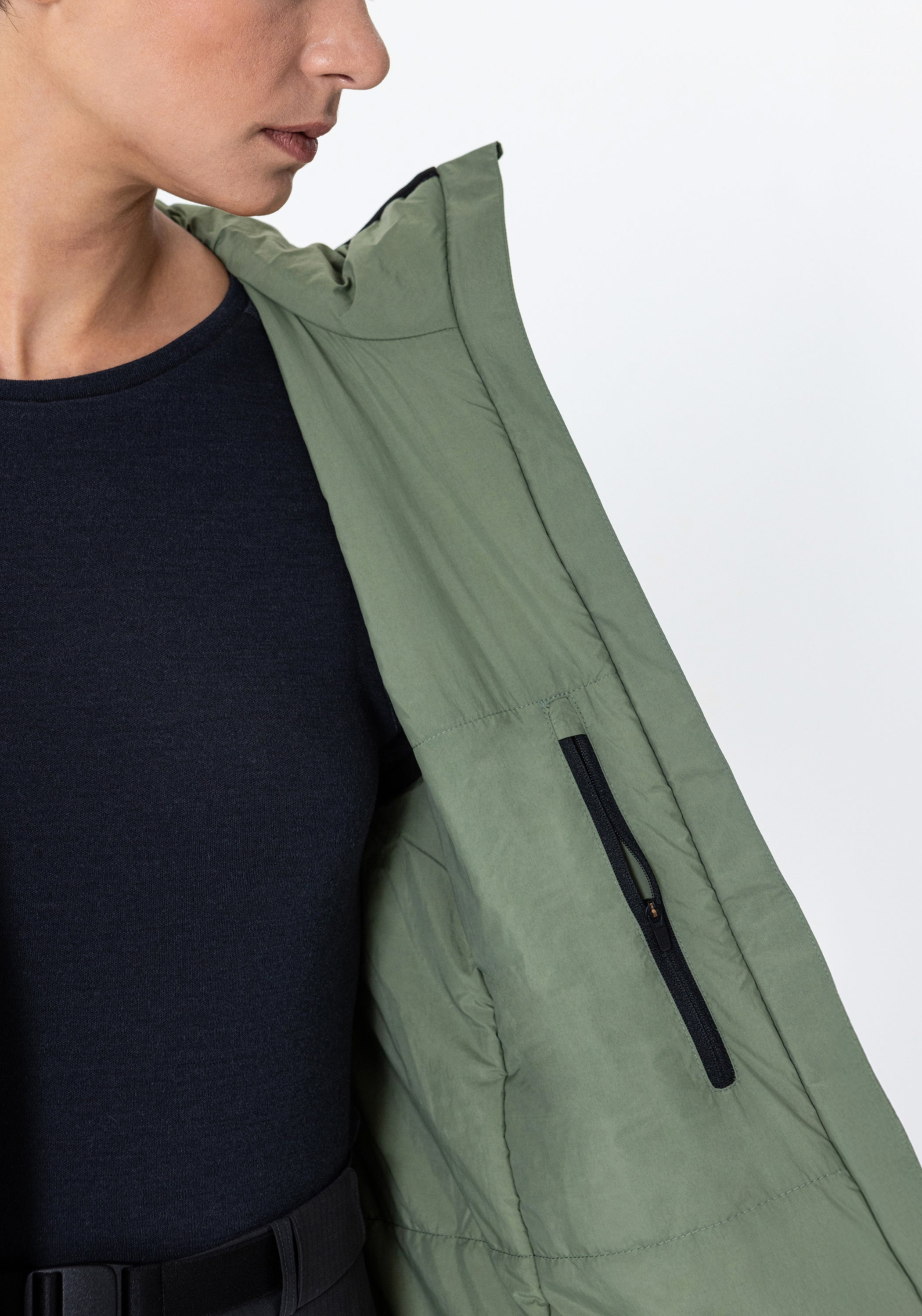 Rotauf Damen-Weste Insulation 90 Vest Hood Olive