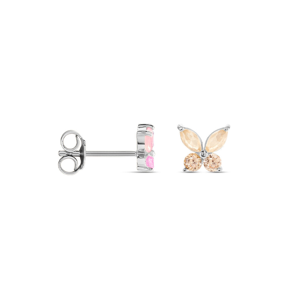 Boucles D'oreilles Puces Fay Argent Blanc Verre Oxyde De Zirconium