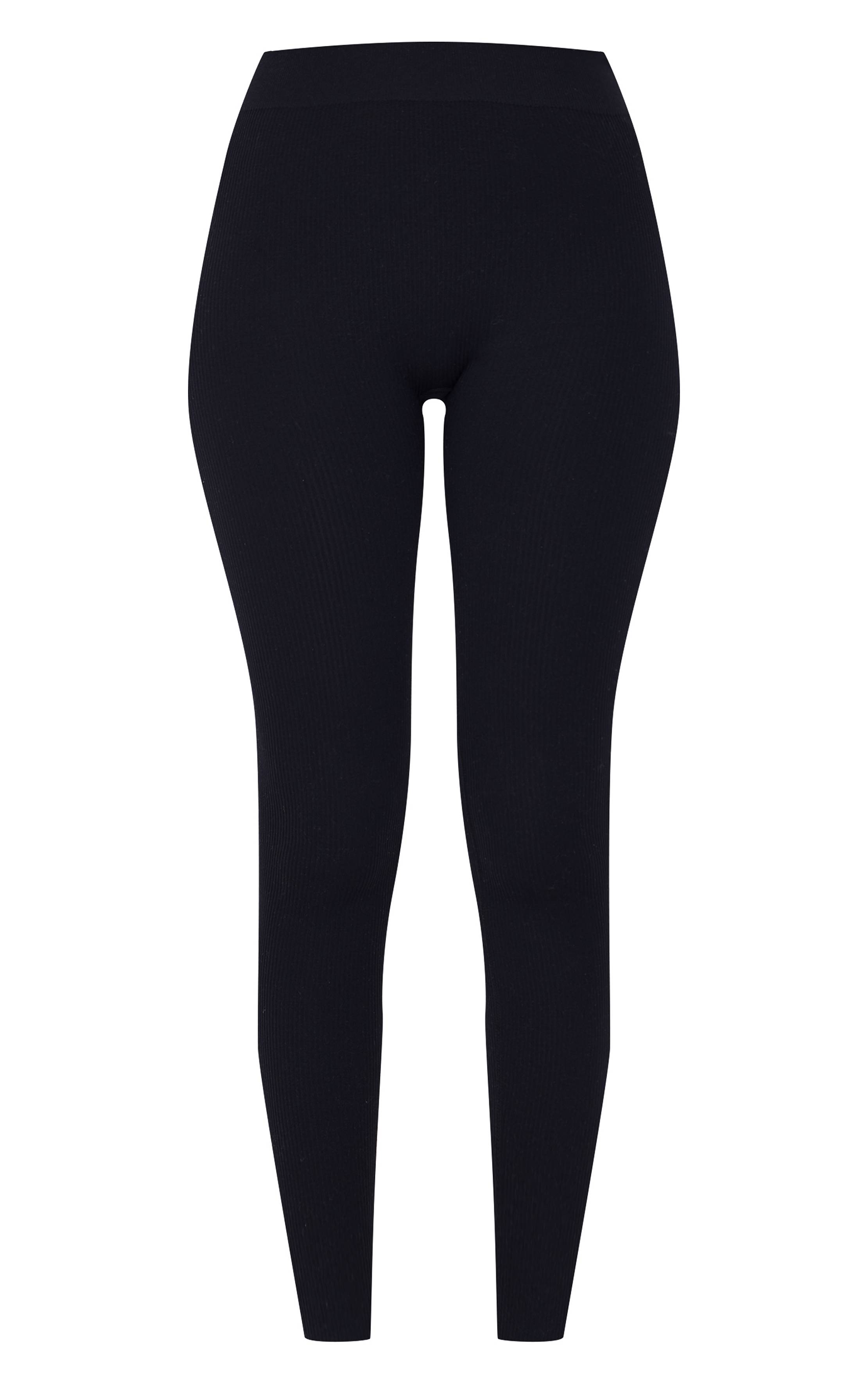 Noir Legging Côtelé Structuré À Effet Sculptant Pour Grandes Tailles
