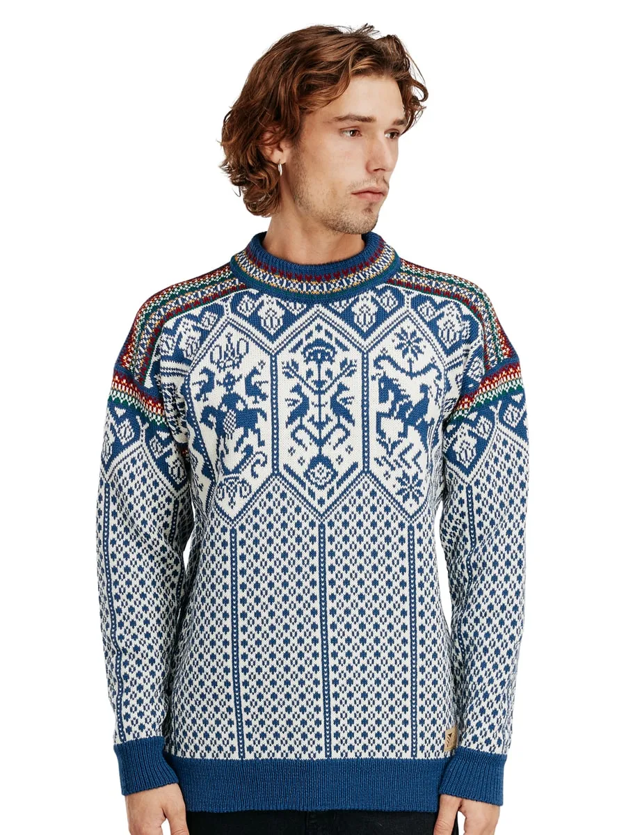 Dale of Norway 1994 Masculine Sweater Indigo Mustard Botttlegreen