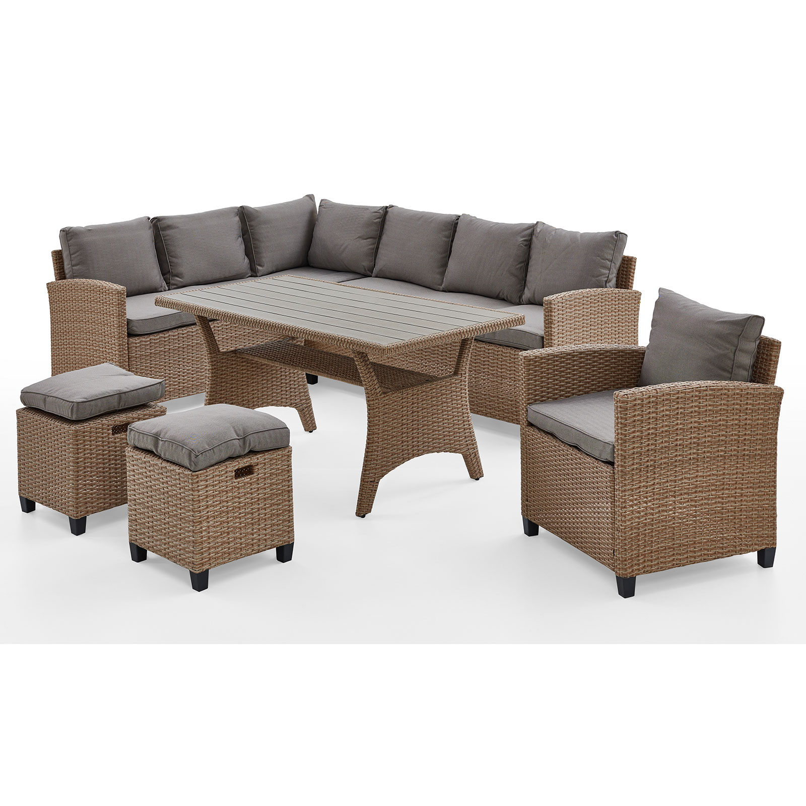 5-teilige Loungegarnitur - braun - Polyrattan