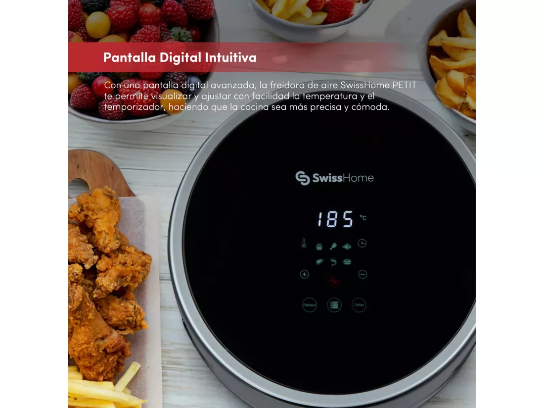 Friteuse à air 2,5L 1200W avec affichage numérique et température réglable 80-200ºC SwissHome