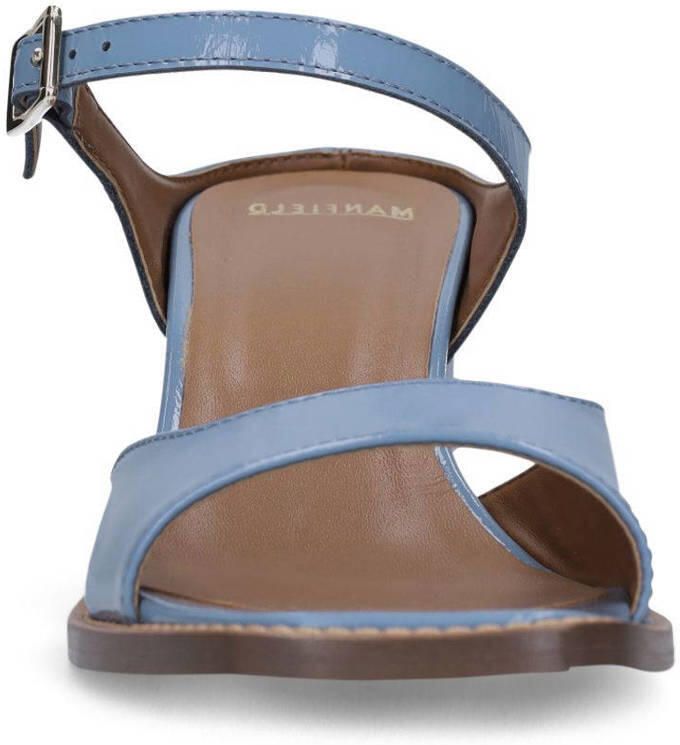 Manfield Dames Blauwe lak leren sandalen met hak