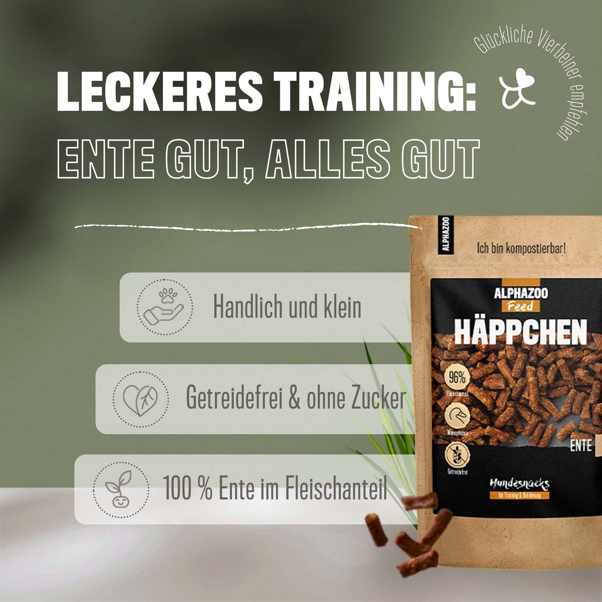 ALPHAZOO Duck Bites 200g voor honden | Kleine hondensnacks | Graanvrije hondensnacks