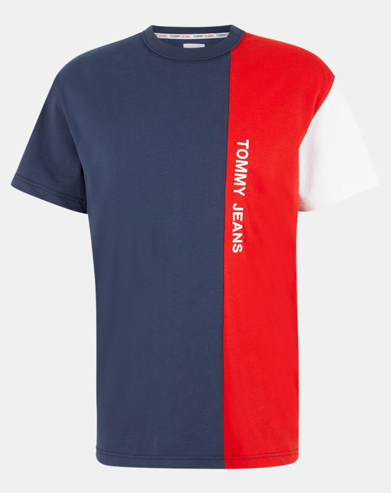 Tommy Jeans T-Shirt Colorblock bleu/rouge
