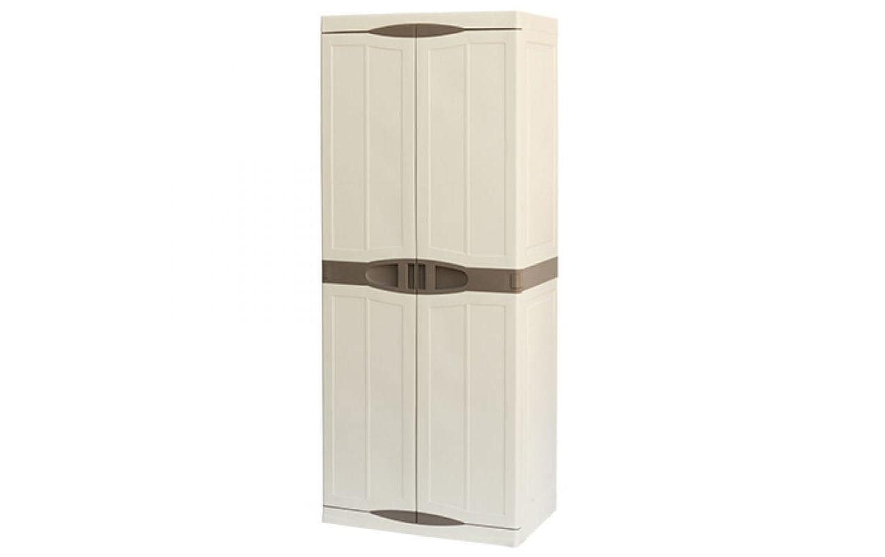 Gartenschrank Beige/Braun<br>Kunststoffschrank für den Garten, beige