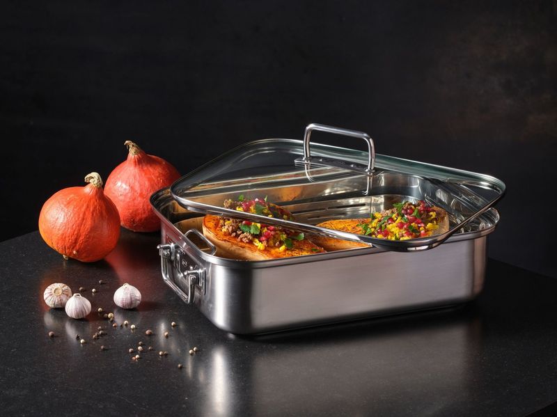 Braadpan met Deksel en Rooster, Rechthoekig, 38 x 28 cm - Rösle | Expertiso