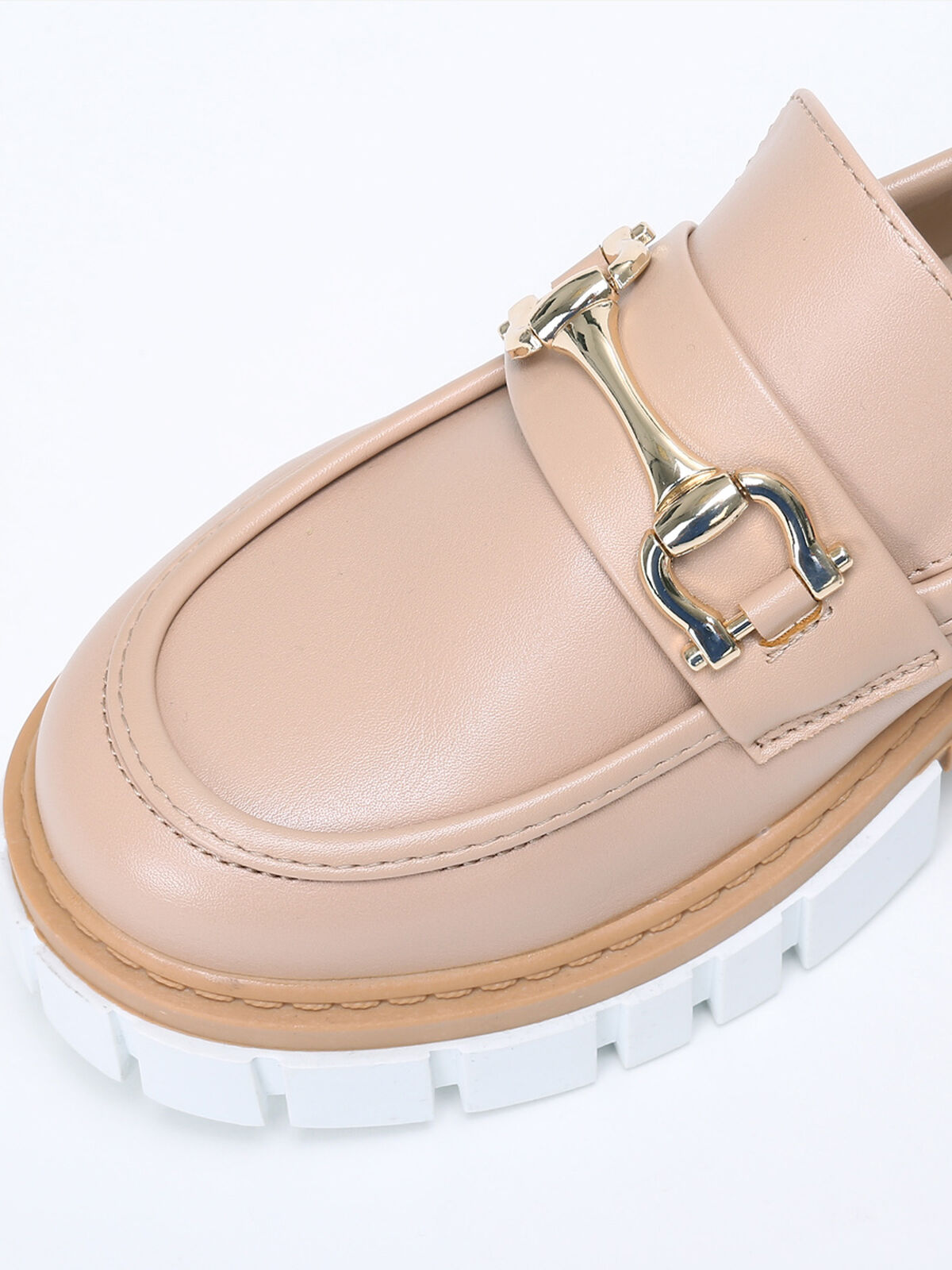 Mocassins à semelle crantée bicolore- Taupe