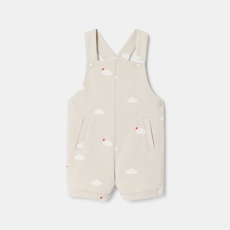 Salopette courte en molleton beige bébé garçon Beige