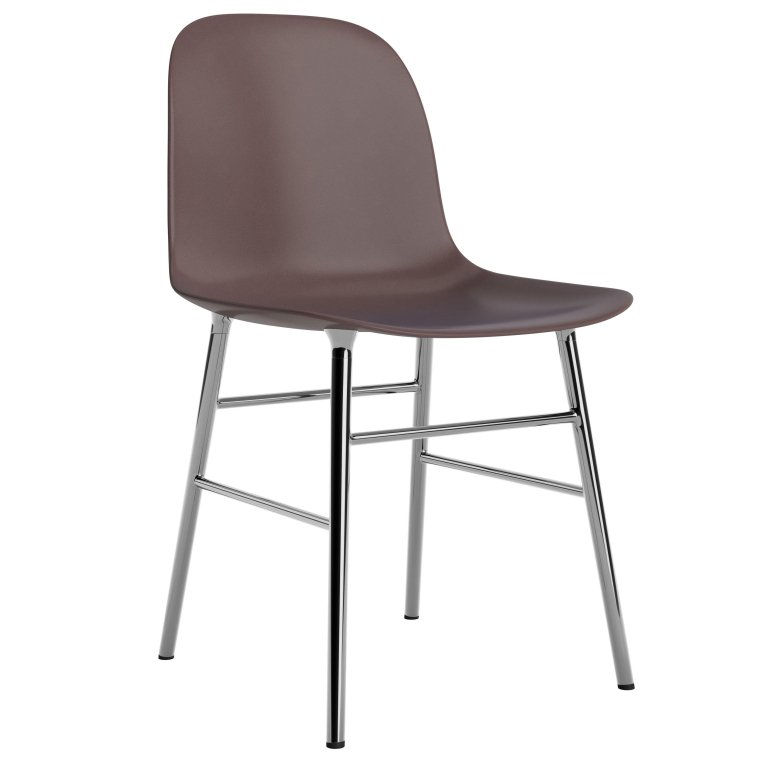 Normann Copenhagen Form Chair stoel met verchroomd onderstel bruin