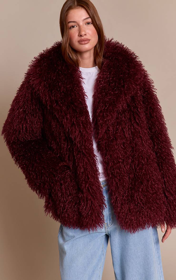 Cherry Red Manteau Midi En Synthétique Mongole