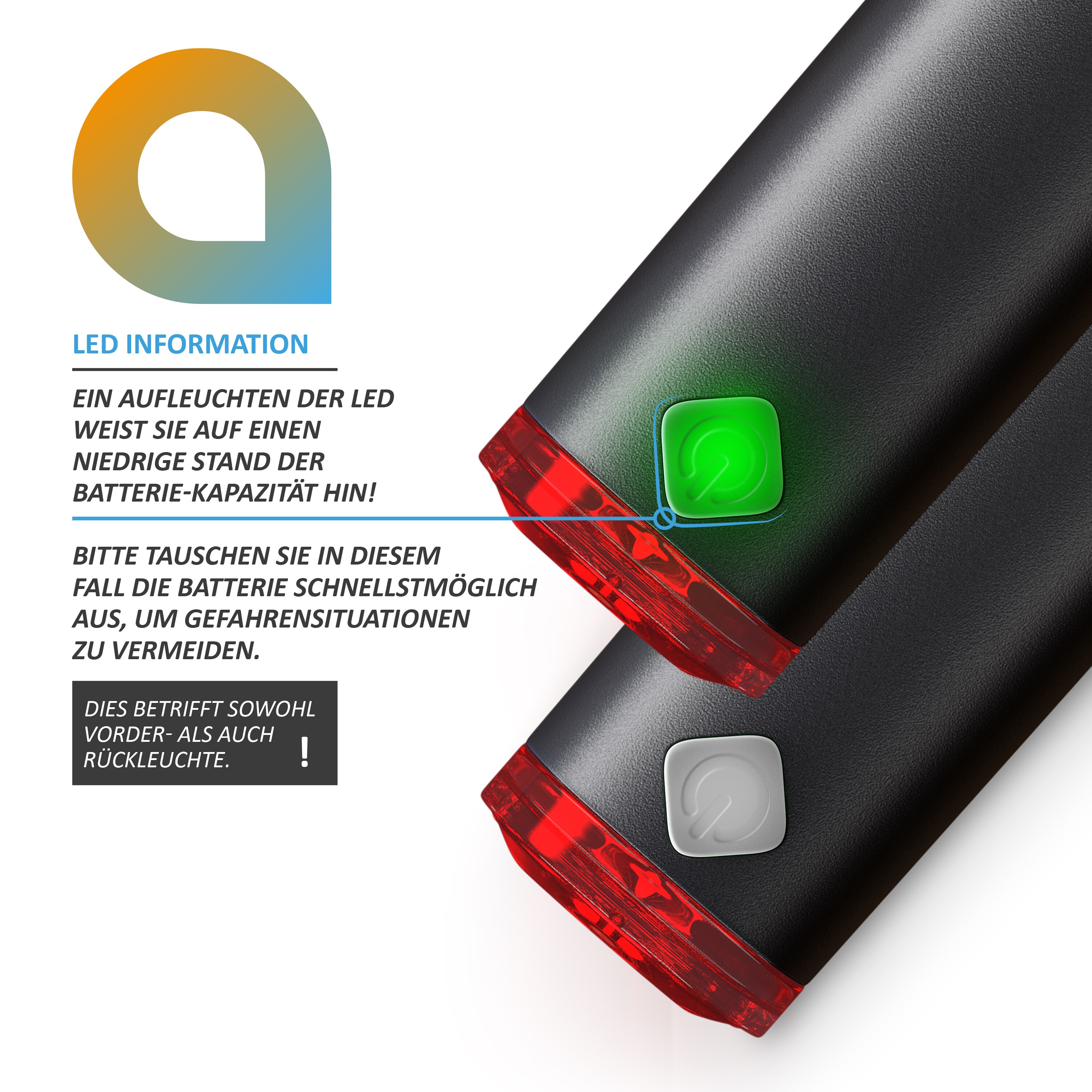 Aplic LED Fahrradlampen-Set mit Front & Rücklicht StVZO zugelassen / Helle LED mit 30 Lux
