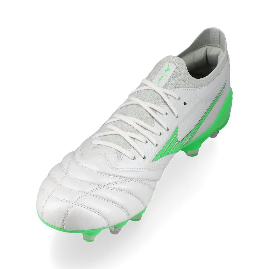 Mizuno Morelia Neo IV Beta Made in Japan SG Frontier - Blanc/Vert Néon/Cool Gray