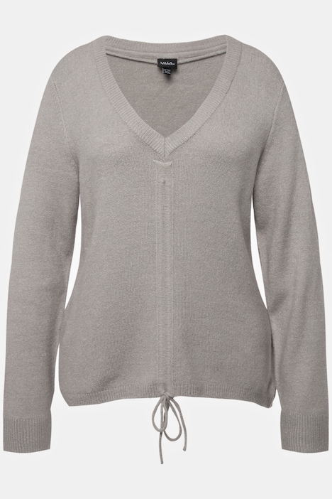 Pullover, Raffband, V-Ausschnitt, Langarm