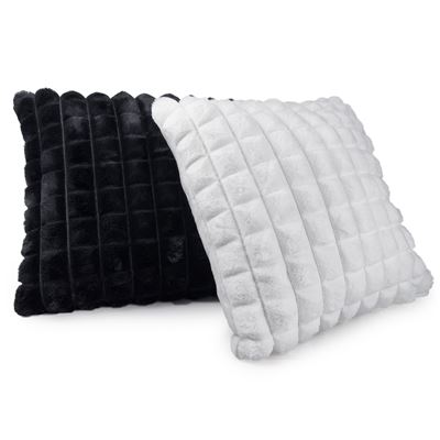 Housse coussin et coussin polochon imitation fourrure matelassée