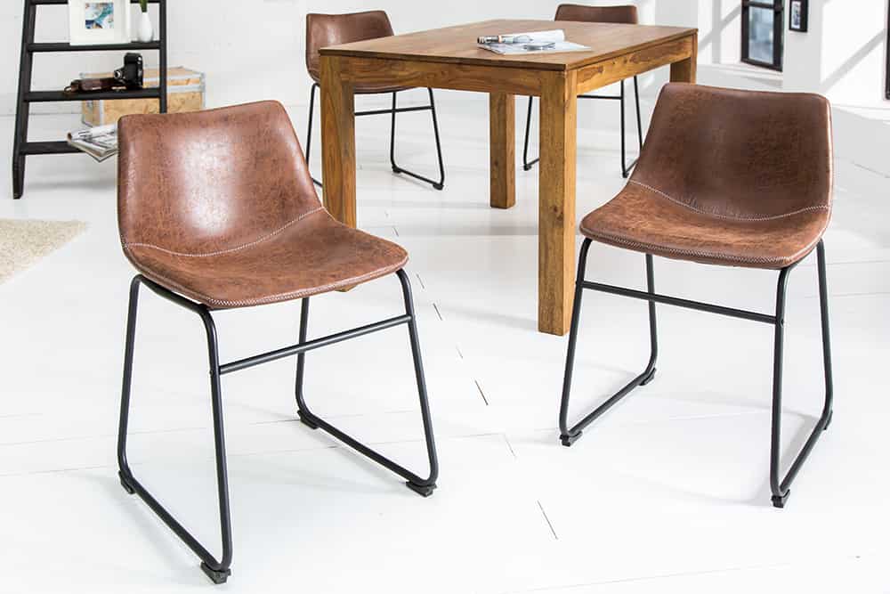 Industrial Design Stuhl DJANGO vintage braun mit Eisengestell