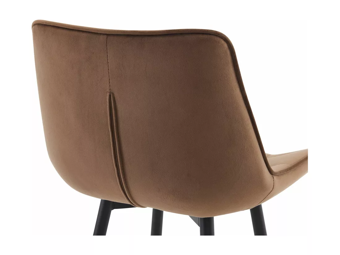 Lot de 2 Tabouret de bar - Velours & Métal noir mat - Marron - Dartford