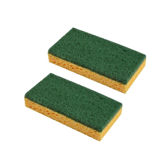 SET 2 EPONGES GRATTANTES CELLULOSE VEGETALE VERTES 11X7X2CM