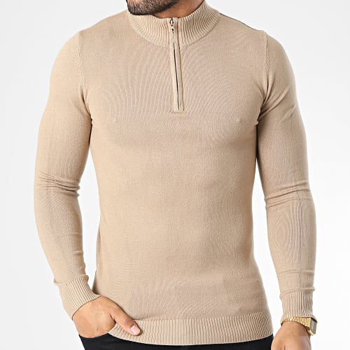 Pull Col Zippé ZW026 Camel Clair