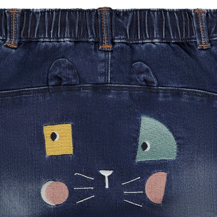 Jean denim like avec broderies pour bébé garçon - Bleu moyen