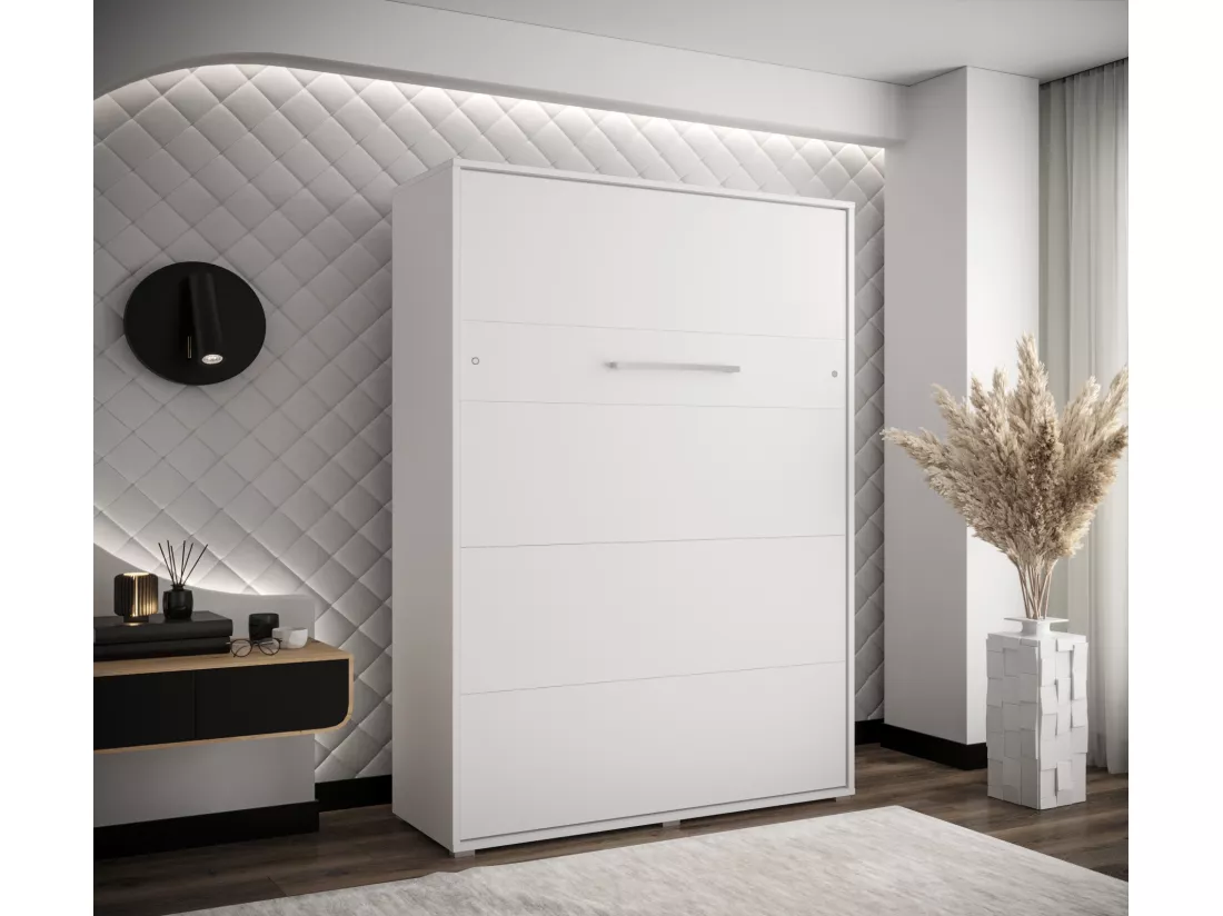 Lit escamotable home verticale 140x200 (blanc+blanc)