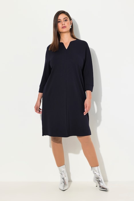 Punto-Sweatkleid, Stehkragen, 3/4-Arm, Taschen