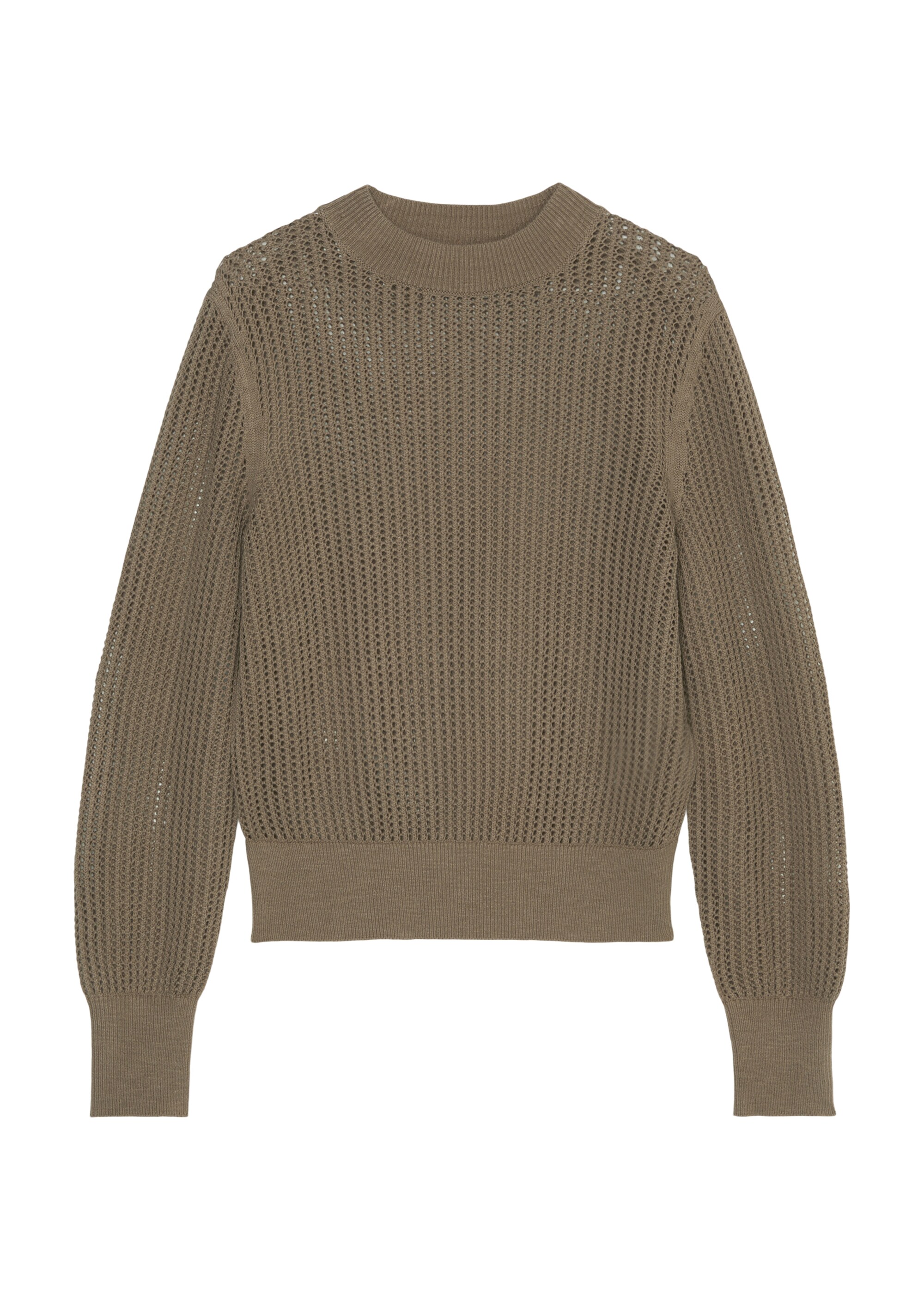 Ajour-Strickpullover slim aus Organic Cotton-Leinen-Mix