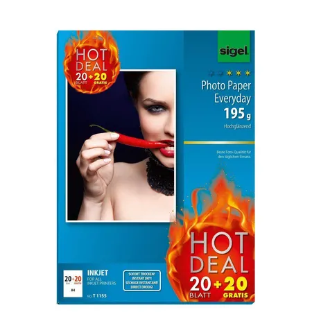 Sigel InkJet Fotopapier Hot Deal Everyday hochglänzend A4, 195g/m², 45 Blatt