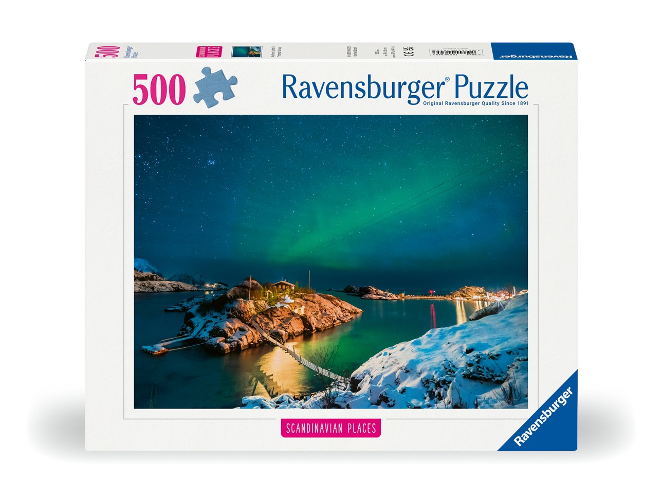 Ravensburger - Puslespil Northern Lights In Bergsfjord 500 brikker