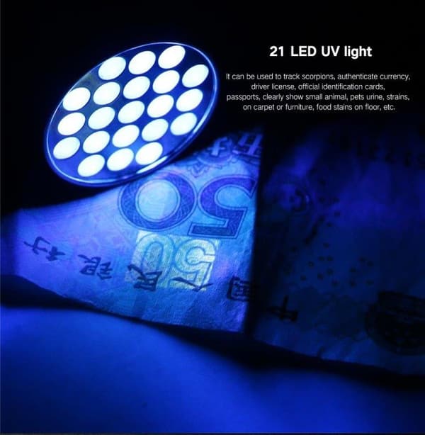 UV 21 LED 395NM ultrafiolett lommelykt - oppdager urin fra hunder