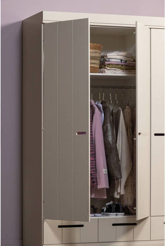 WOOOD Connect 3 deurs Kledingkast - Grenen - Dust - 195x140x53