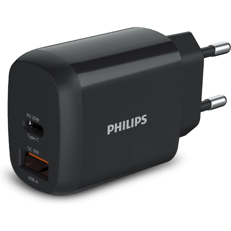 Philips Chargeur secteur 18W 1 port USB-Type C et 1 USB-A